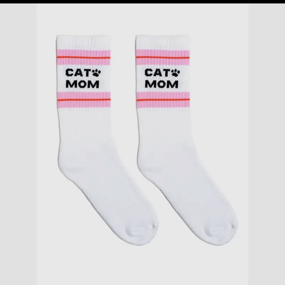 NWT CAT MOM CLASSIC CREW SOCKS WITH RIBBED TUBING